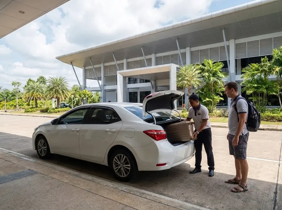 KRABITAXICAB driver meeting travellers at Krabi Airport